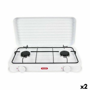 Gaskocher Algon mit Deckel Weiß 4400 W 55 x 7 x 32 cm (2 Stück)