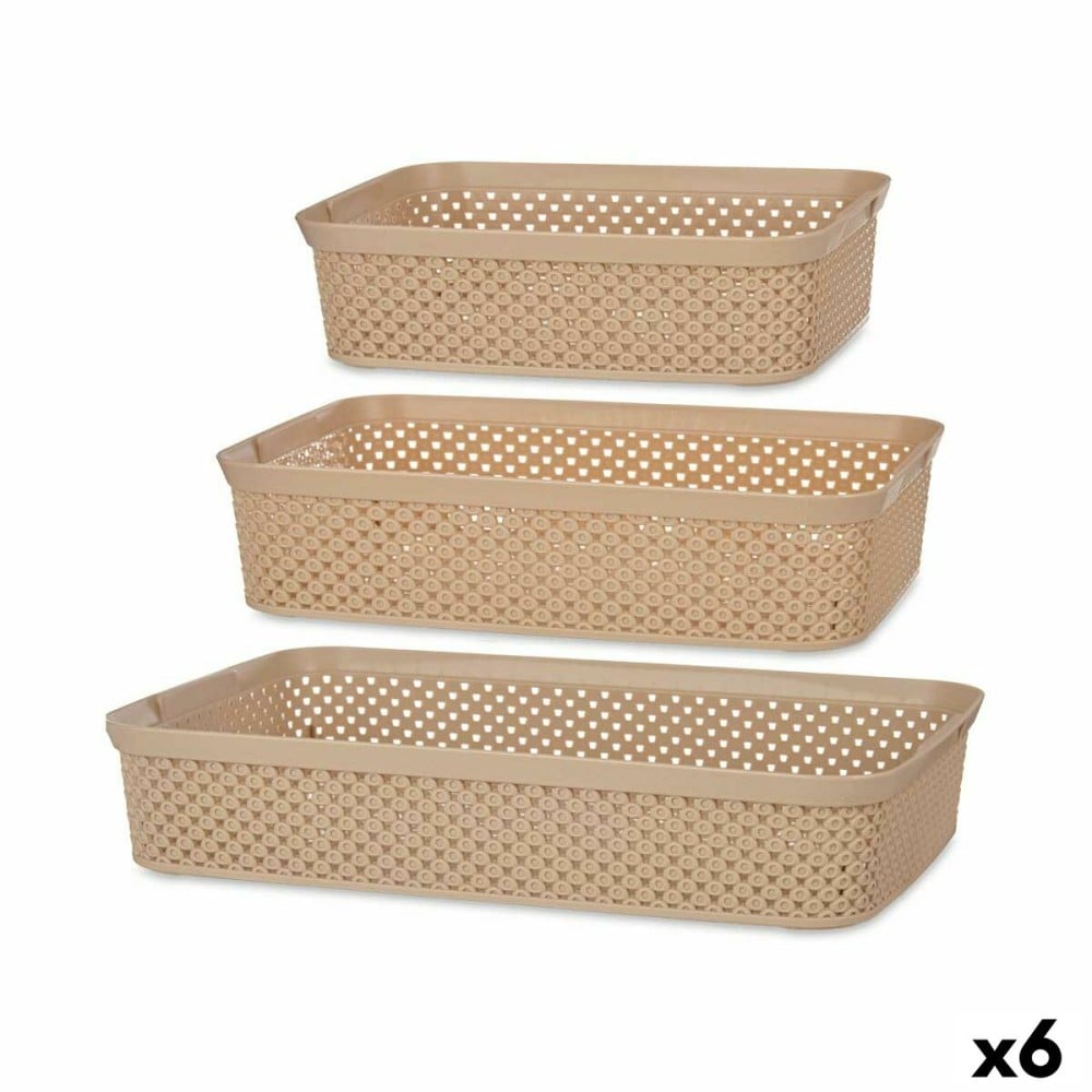 Jeu de plateaux organisateurs Beige Plastique Rectangulaire 6 Unités