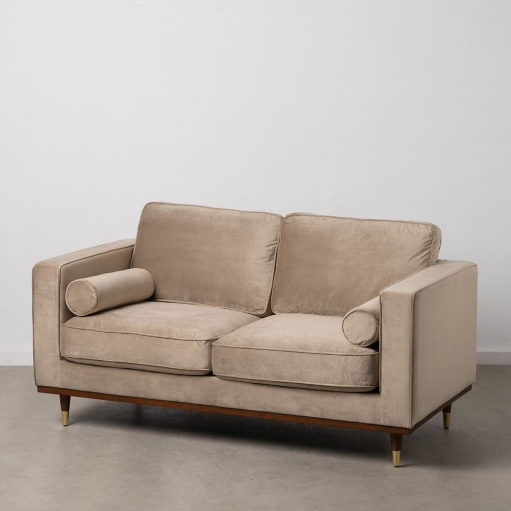 Sofa 172 x 89 x 91 cm Champagne Synthetic Fabric Wood Velvet