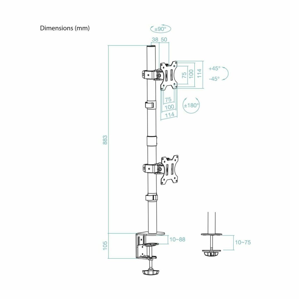 Bildschirm-Träger für den Tisch TooQ DB1233TNV-B 13"-32"