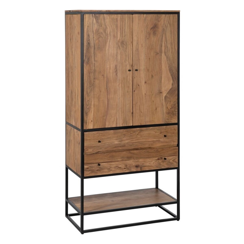 Cupboard LENNOX Black Natural 90 x 45 x 190 cm