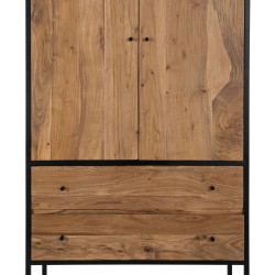 Cupboard LENNOX Black Natural 90 x 45 x 190 cm