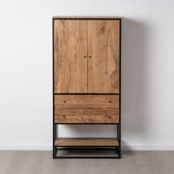 Armoire LENNOX Noir Naturel 90 x 45 x 190 cm