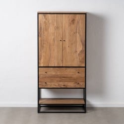 Schrank LENNOX Schwarz natürlich 90 x 45 x 190 cm