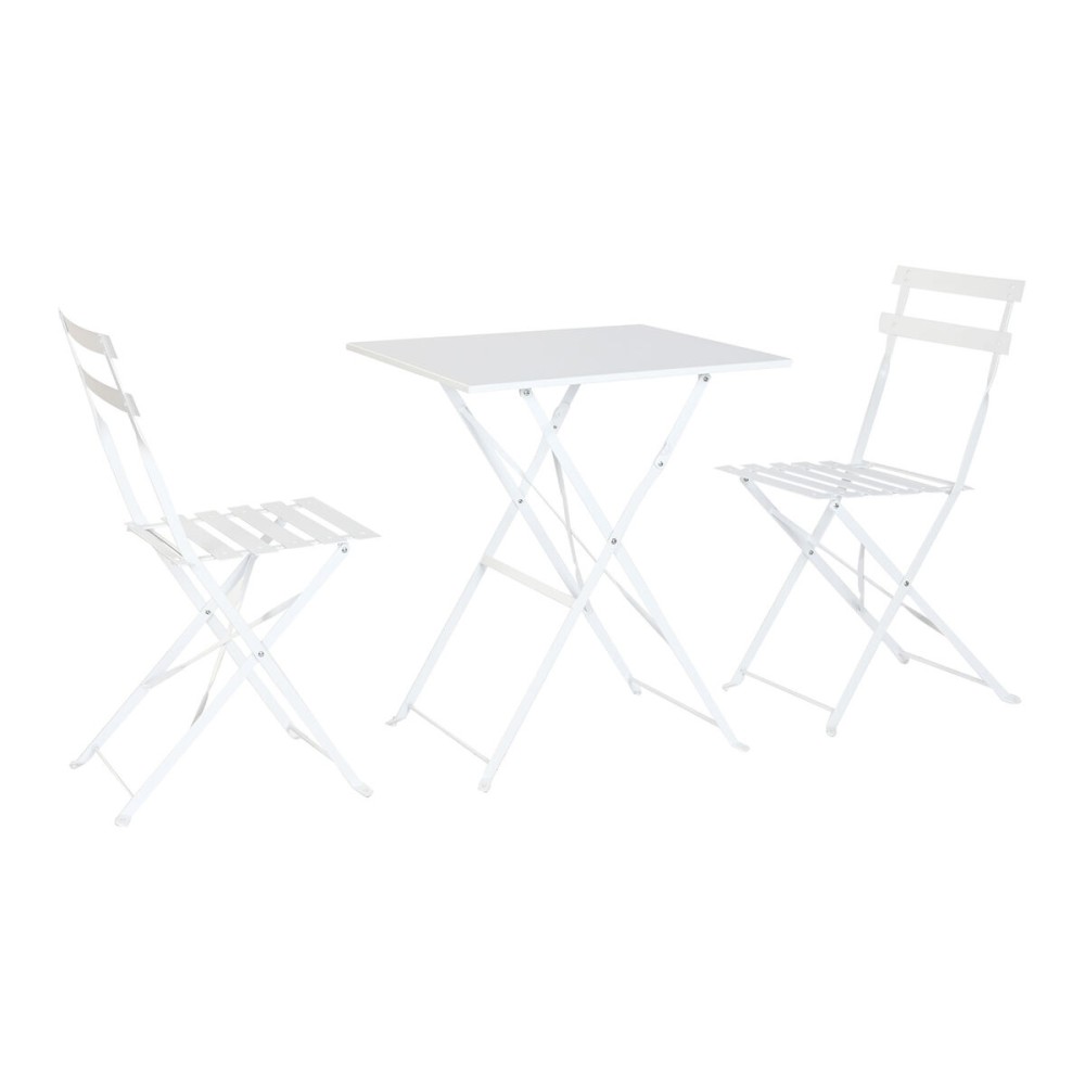 Ensemble Table + 2 Chaises Home ESPRIT Blanc 60 x 60 x 71 cm