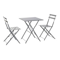 Table set with 2 chairs Home ESPRIT Grey 60 x 60 x 71 cm