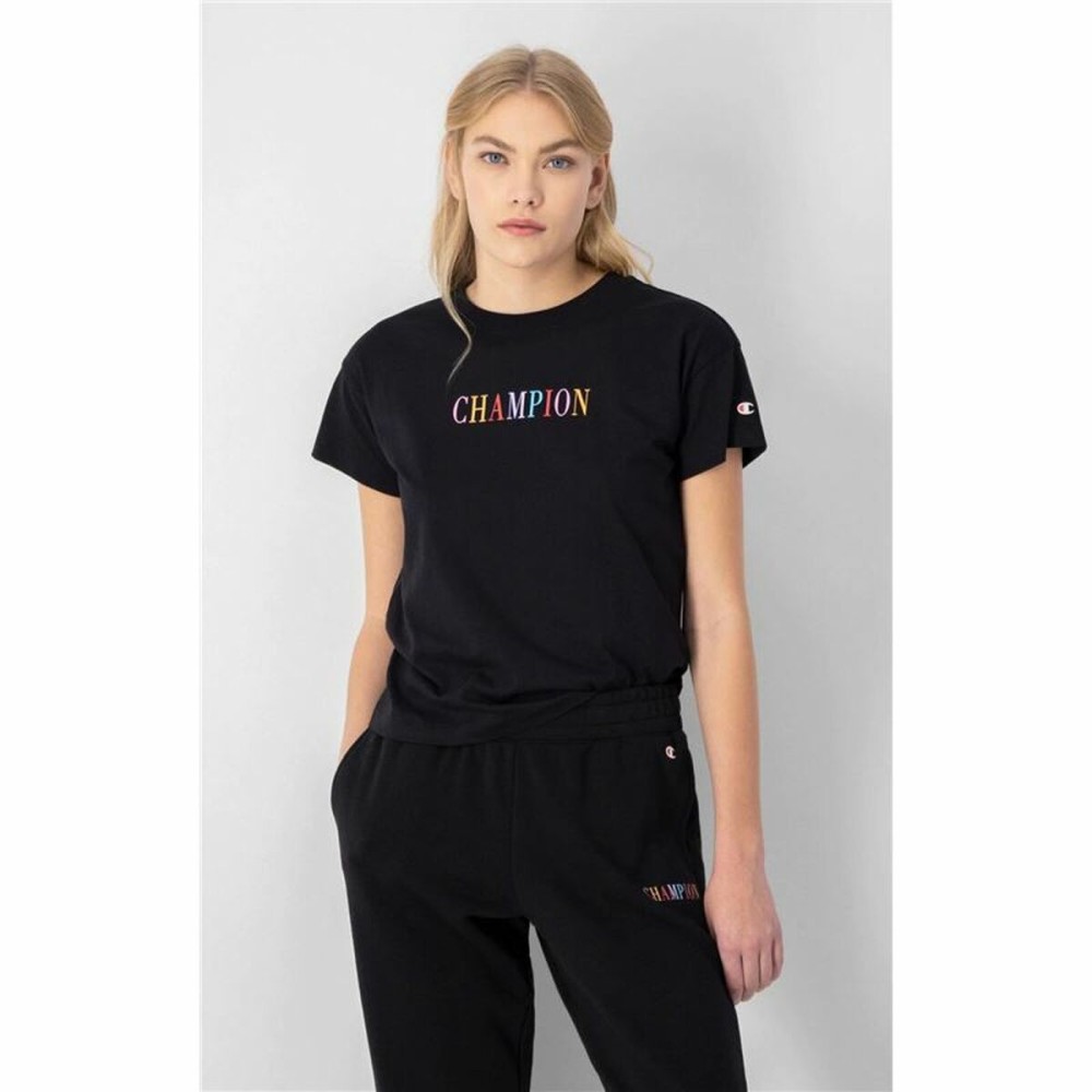 Women’s Short Sleeve T-Shirt Champion Crewneck Croptop Black