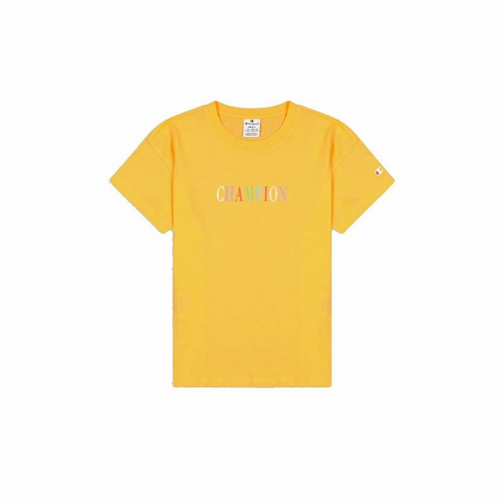 Women’s Short Sleeve T-Shirt Champion Crewneck Croptop Yellow