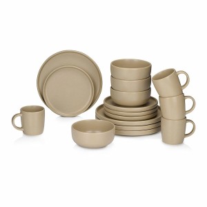 Geschirr Alpina Taupe aus Keramik 16 Stücke (4 Stück)
