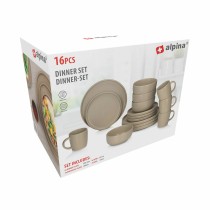 Geschirr Alpina Taupe aus Keramik 16 Stücke (4 Stück)