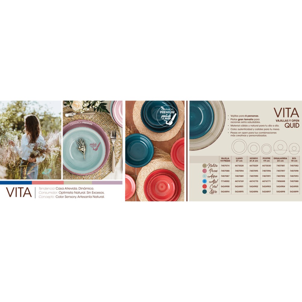 Geschirr Quid Vita Aqua Blau aus Keramik 18 Stücke