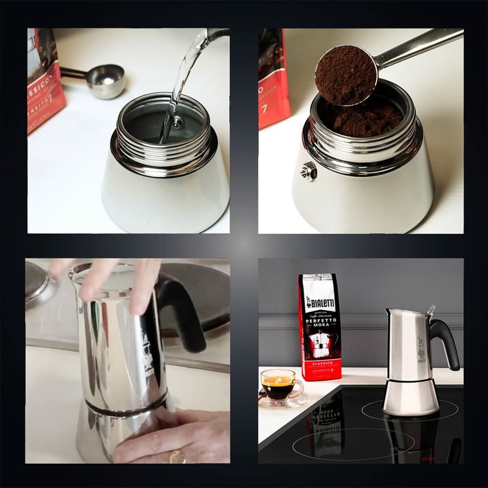 Italienische Kaffeemaschine Bialetti NEW VENUS Silberfarben Metall Edelstahl