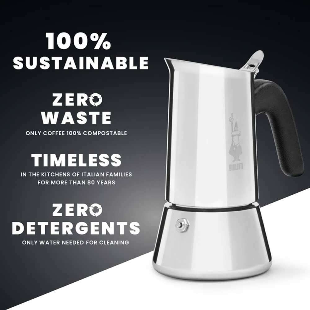 Italienische Kaffeemaschine Bialetti NEW VENUS Silberfarben Metall Edelstahl