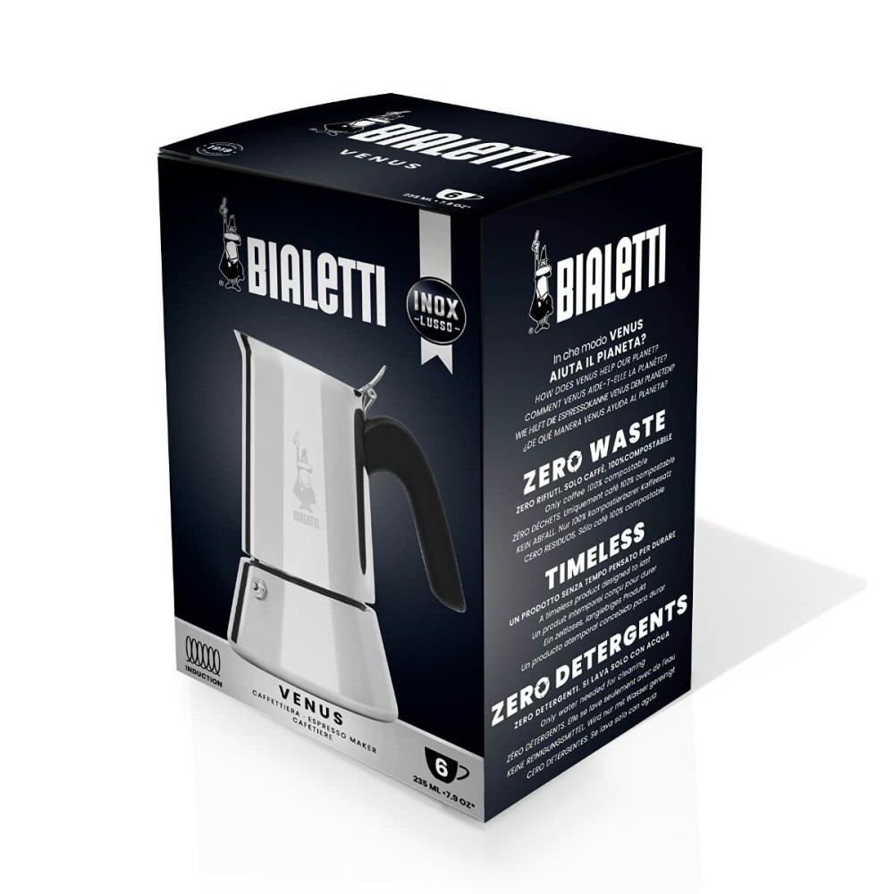 Italienische Kaffeemaschine Bialetti NEW VENUS Silberfarben Metall Edelstahl