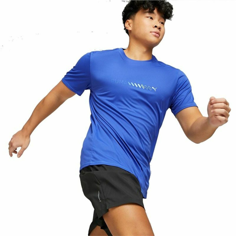 Herren Kurzarm-T-Shirt Puma Run Favorite Logo Blau