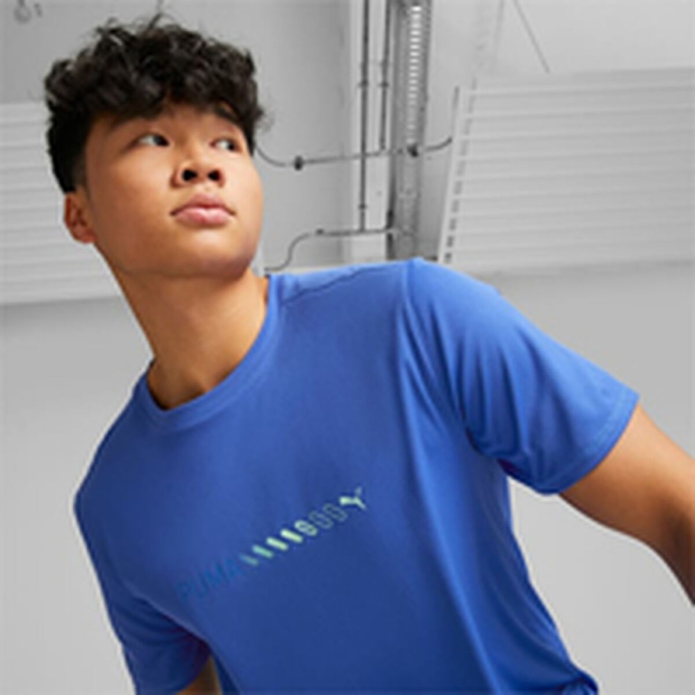 Herren Kurzarm-T-Shirt Puma Run Favorite Logo Blau