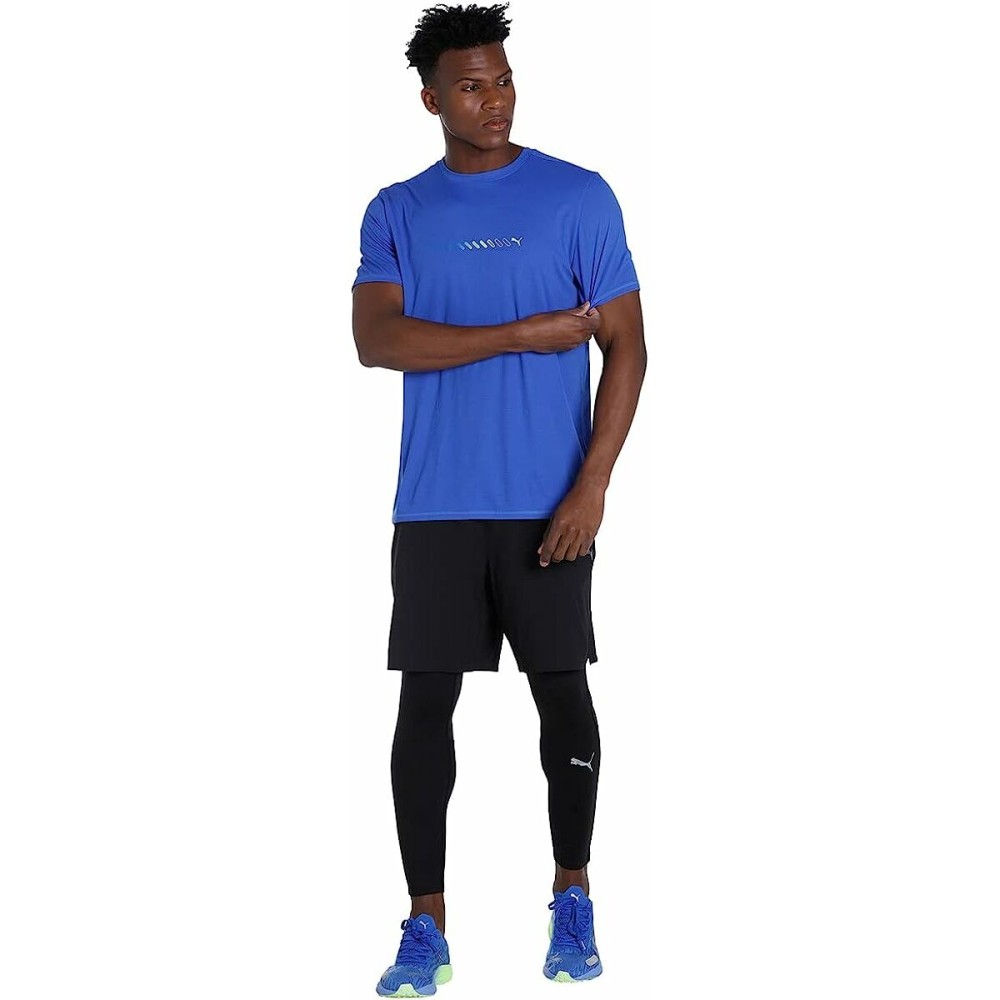 Herren Kurzarm-T-Shirt Puma Run Favorite Logo Blau