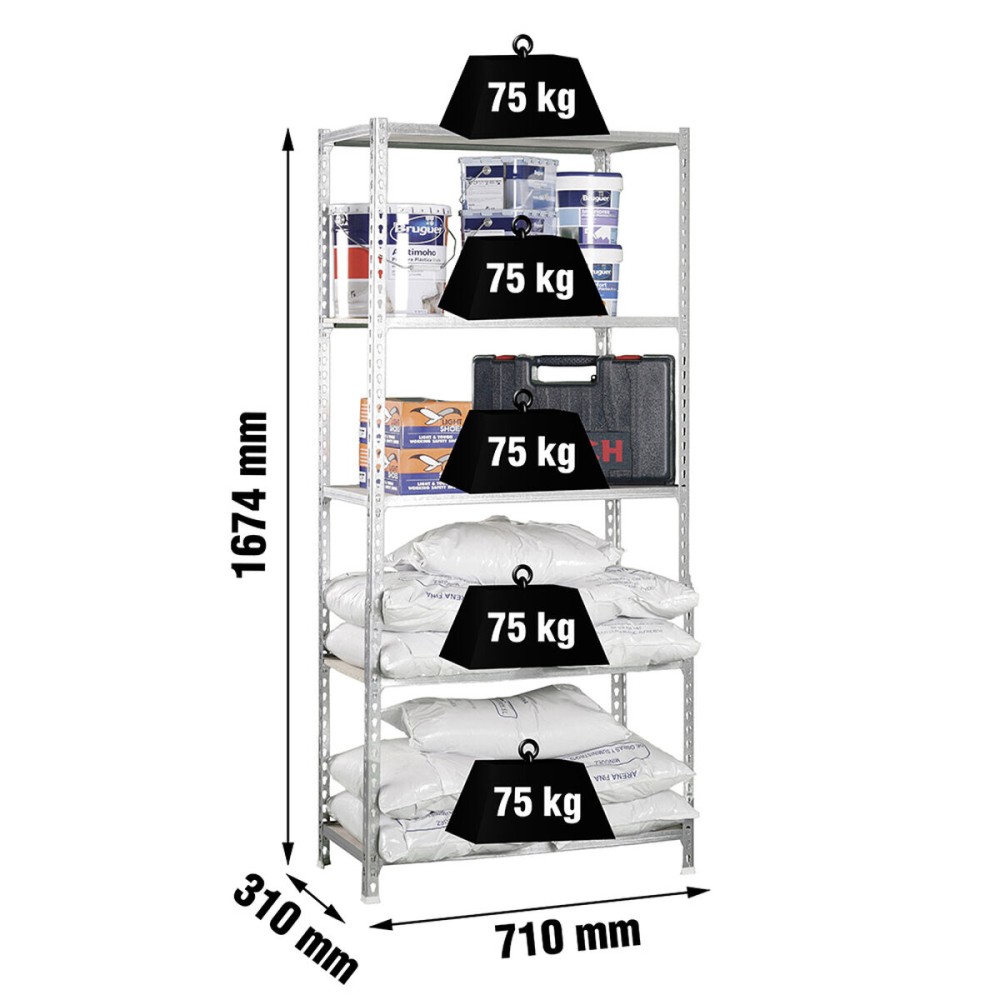 Étagère Simon Rack Bois 167,4 X 71 X 31 CM Gris 5 Etagères
