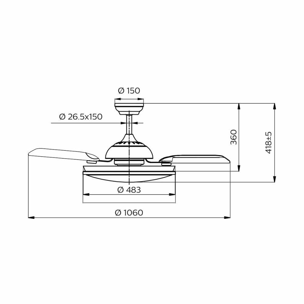 Deckenventilator mit Lampe Philips Atlas Weiß Schwarz Metall