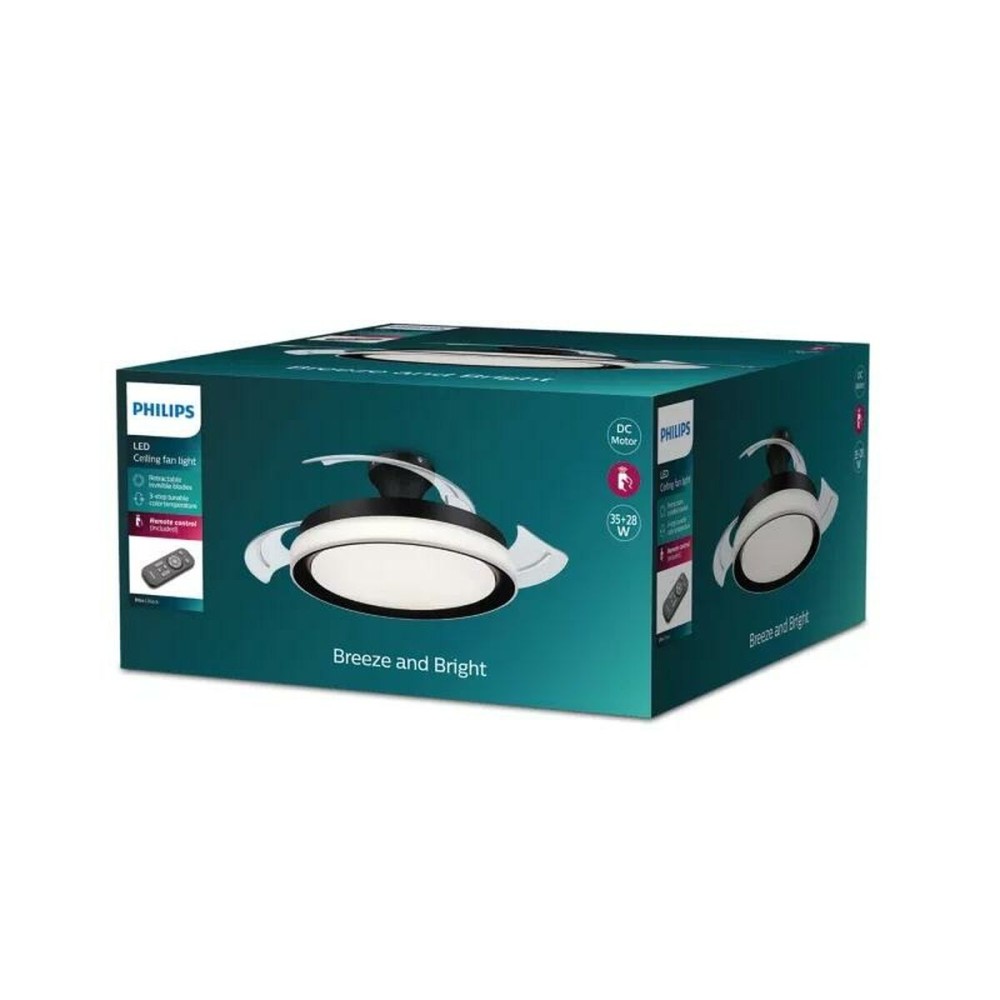 Deckenventilator mit Lampe Philips Atlas Weiß Schwarz Metall
