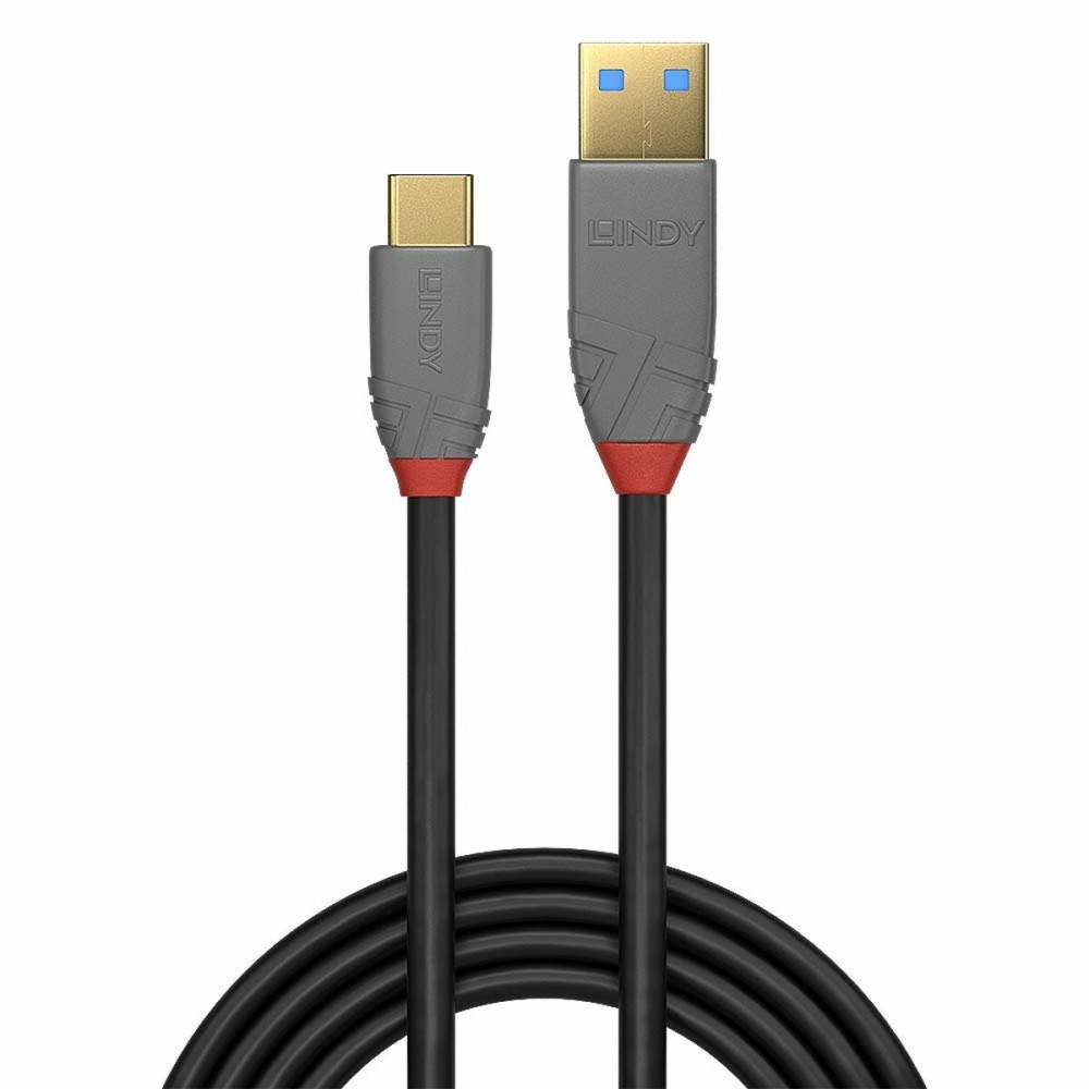 USB A zu USB-C-Kabel LINDY 36911 Schwarz Anthrazit