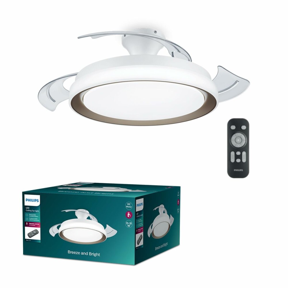 Deckenventilator mit Lampe Philips 929004081801 Weiß Gold Metall
