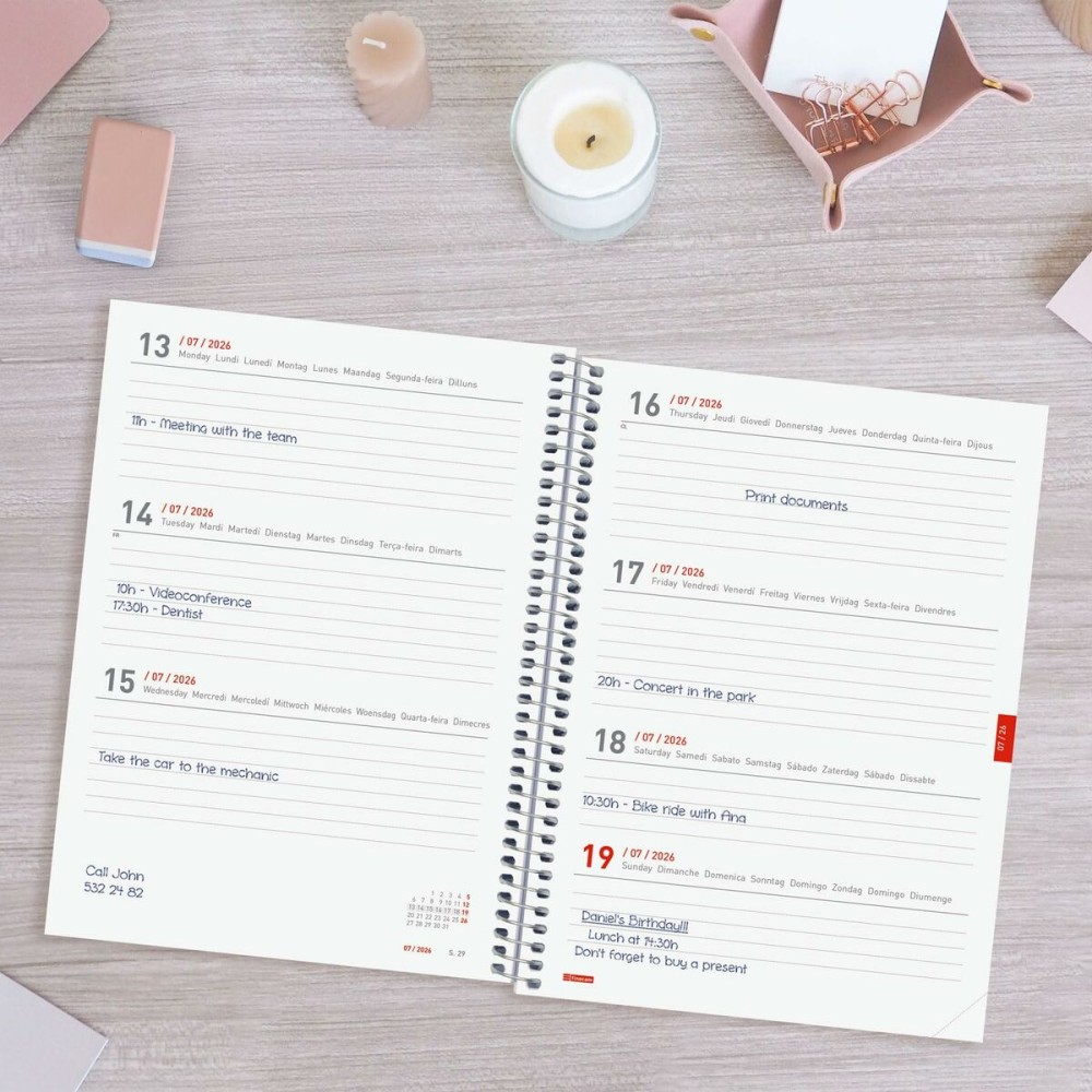 Diary Finocam PRETTY Multicolour A5 15,5 x 21,2 cm 2025-2026