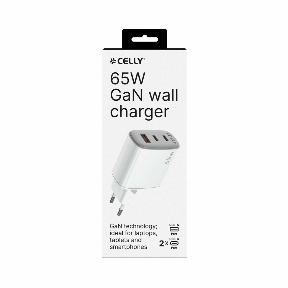 Wandladegerät Celly UPTC1USB2USBC65 Weiß