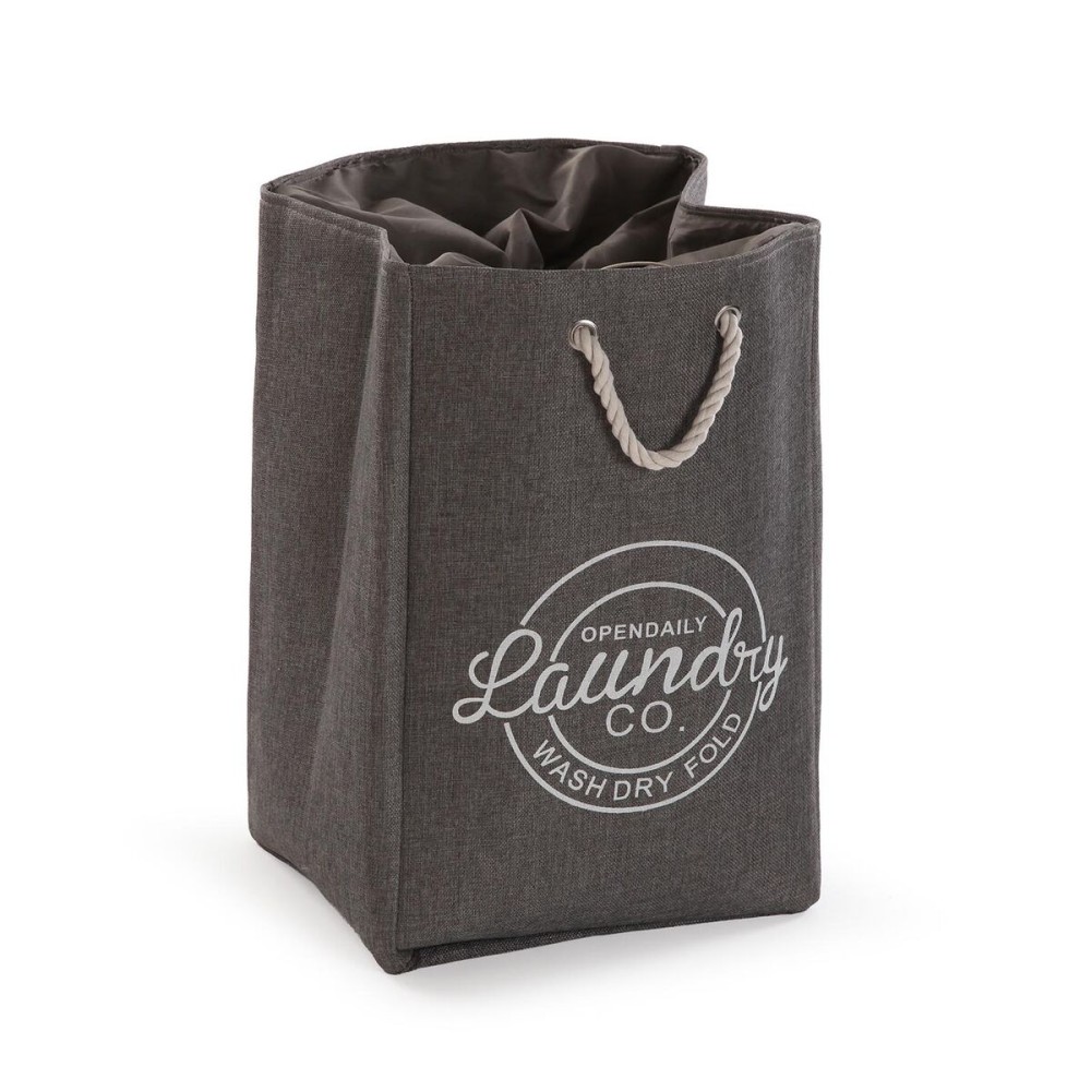 Panier à linge Versa Gris Polyester PVC Métal EVA 30 x 55 x 36 cm