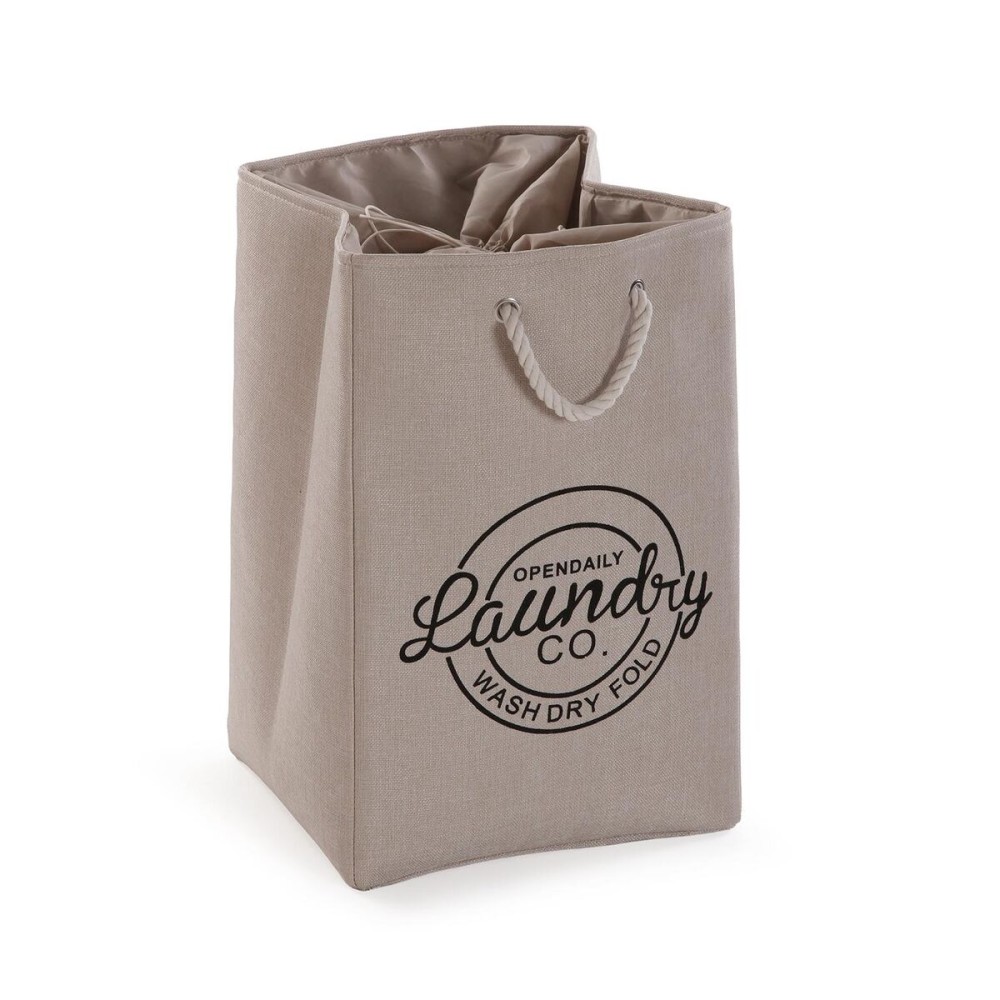 Panier à linge Versa Crème Polyester PVC Métal EVA 30 x 55 x 36 cm