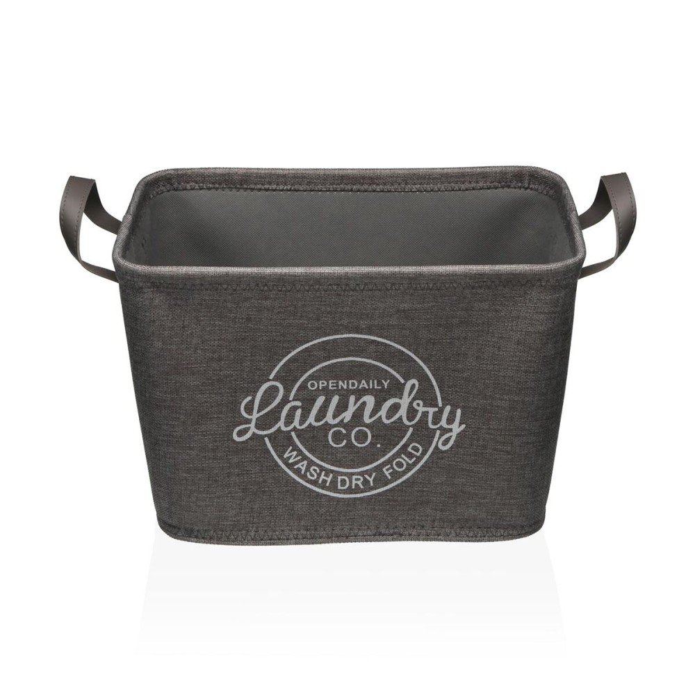 Panier à linge Versa Gris Polyester PVC Métal EVA 38 x 25 x 26 cm