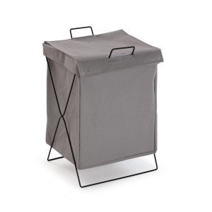 Panier à linge Versa Gris Polyester Métal Polyéthylène 35 X 48 X 30 CM