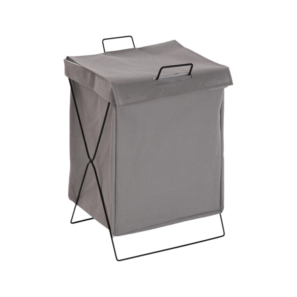 Panier à linge Versa Gris Polyester Métal Polyéthylène 35 X 48 X 30 CM