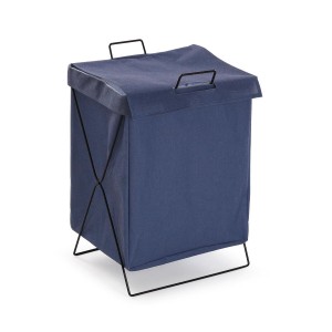Panier à linge Versa Bleu Polyester Métal Polyéthylène 35 X 48 X 30 CM