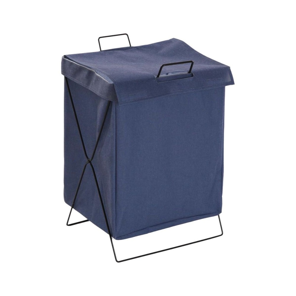 Panier à linge Versa Bleu Polyester Métal Polyéthylène 35 X 48 X 30 CM