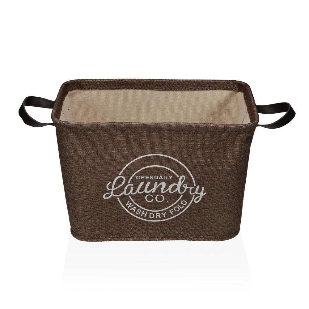 Panier à linge Versa Marron Polyester PVC Métal EVA 38 x 25 x 26 cm