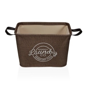 Laundry basket Versa Brown Polyester PVC Metal EVA 38 x 25 x 26 cm