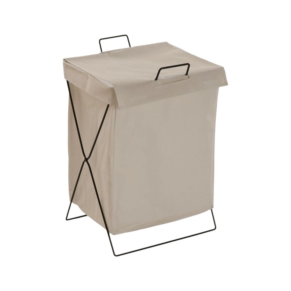 Laundry basket Versa Cream Polyester Metal Polyethylene 35 X 48 X 30 CM