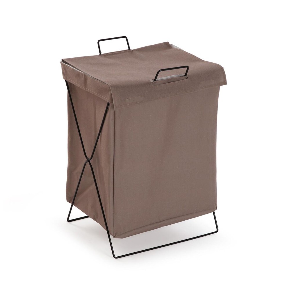 Laundry basket Versa Brown Polyester Metal Polyethylene 35 X 48 X 30 CM