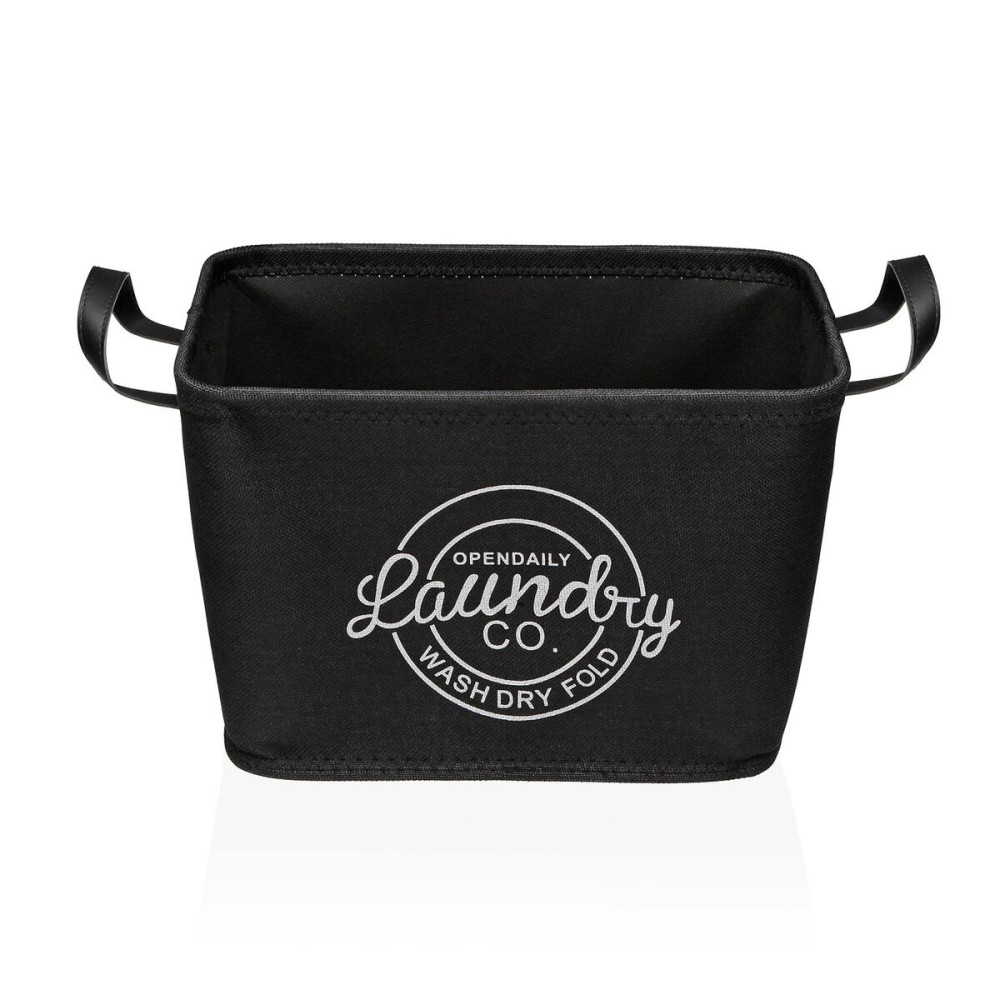 Laundry basket Versa Black Polyester PVC Metal EVA 38 x 25 x 26 cm