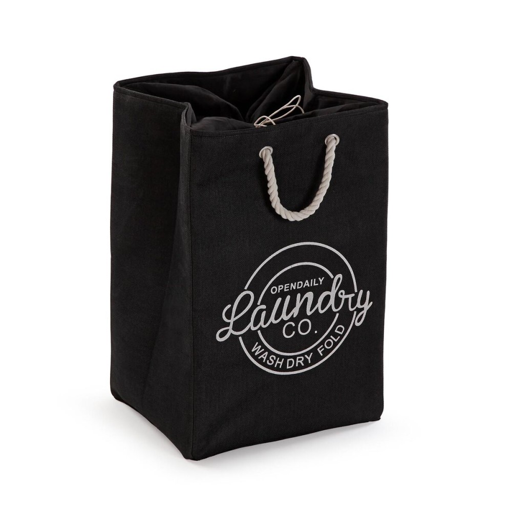 Panier à linge Versa Noir Polyester PVC Métal EVA 30 x 55 x 36 cm