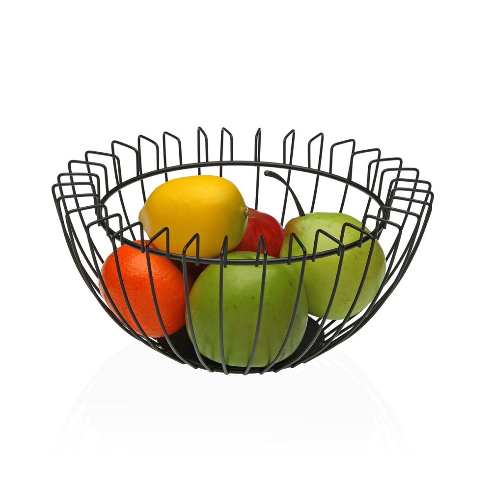 Obstschale Versa Schwarz Metall Stahl 26 x 12 x 26 cm
