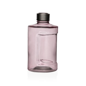 Water bottle Versa Pink Glass Aluminium 900 ml 10 x 19 x 10 cm