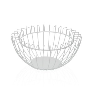 Obstschale Versa Weiß Metall Stahl 26 x 12 x 26 cm