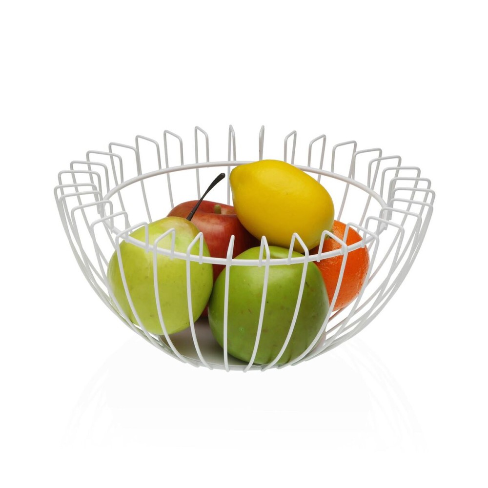 Obstschale Versa Weiß Metall Stahl 26 x 12 x 26 cm