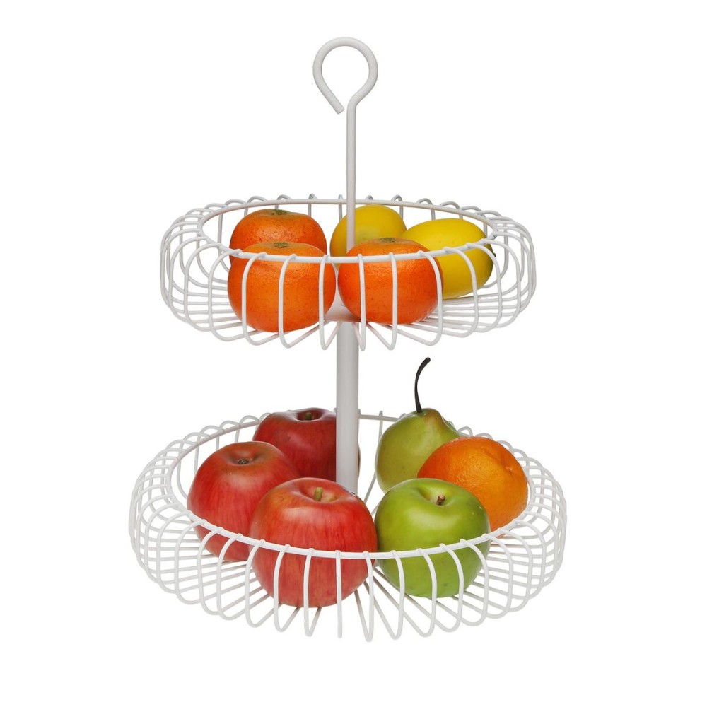 Obstschale Versa Weiß Metall Stahl 32 x 37 x 32 cm