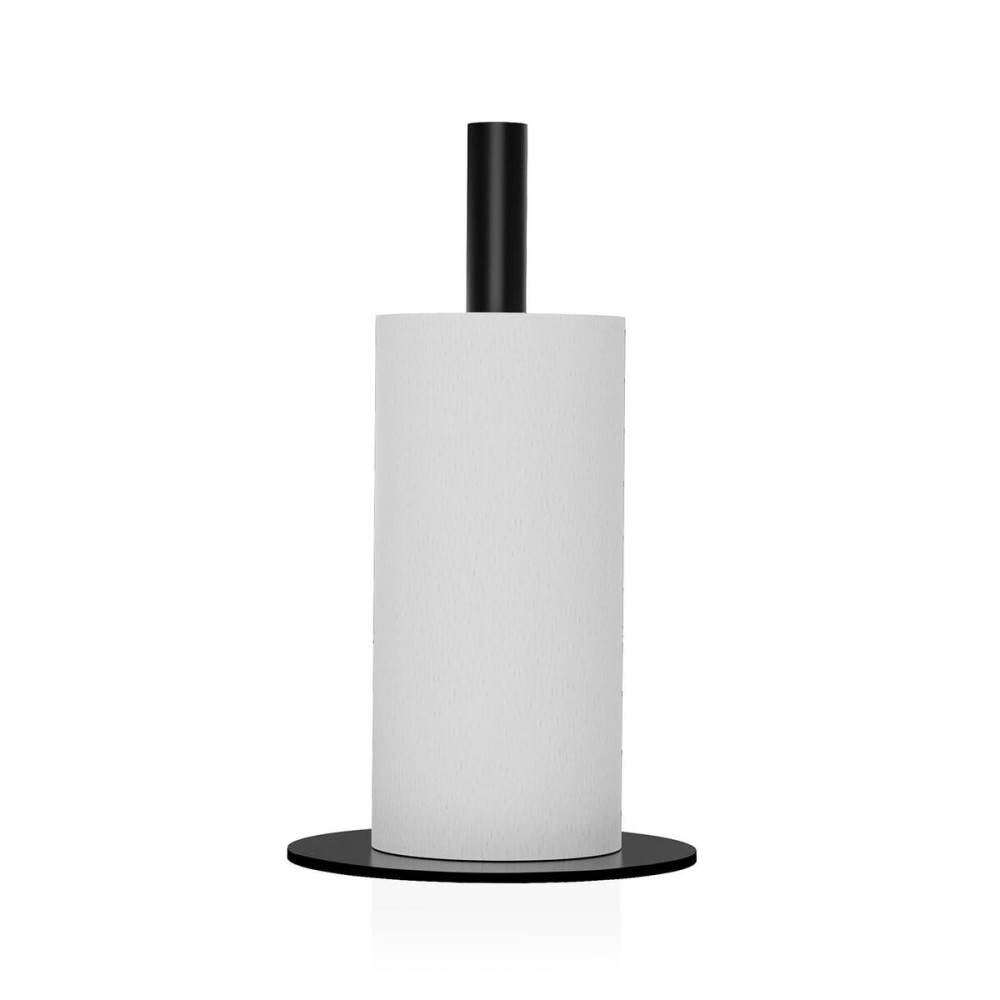 Dérouleur de papier de cuisine Versa Noir Acier inoxydable Acier Fer Bois d'hévéa 17 x 31 x 17 cm