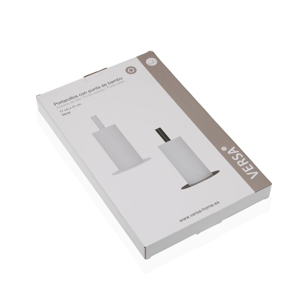 Kitchen Paper holder Versa Black Stainless steel Steel Iron Rubber wood 17 x 31 x 17 cm