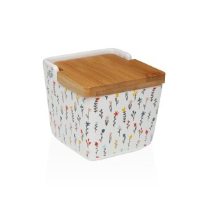 Salt Shaker with Lid Versa Blume Ceramic 8,8 x 8,5 x 8,8 cm