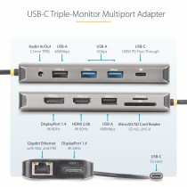 Hub USB Startech 154B-USBC-MULTIPORT Grau 100 W